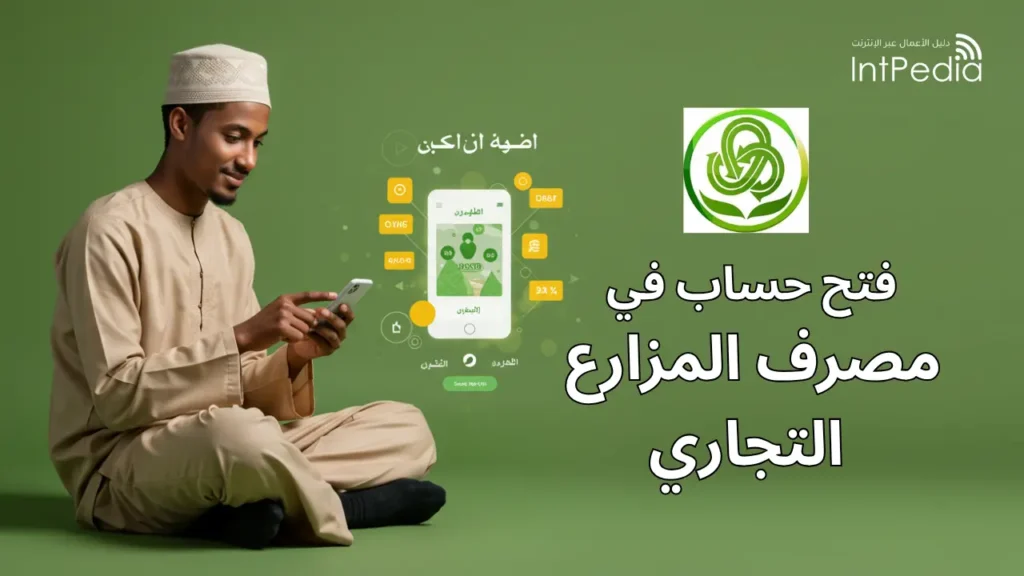 شاب سوداني يستخدم هاتفًا ذكيًا في بيئة هادئة، مع خلفية خضراء توحي بالخدمات المصرفية الرقمية.